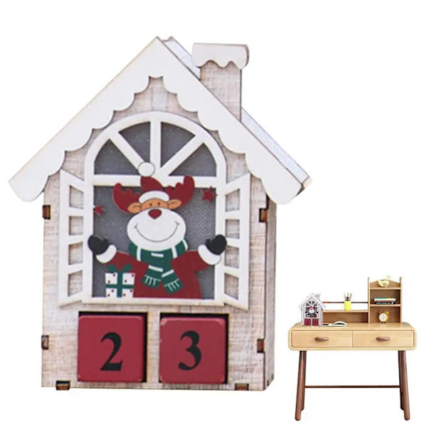 Julnedräkning Skrivbordskalender Trä adventskalendernummer Datumblock Datumkalenderblock till byrå Farmhouse Holiday White