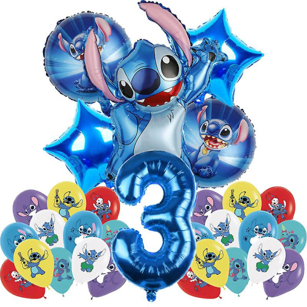 Lilo & Stitch -teema Syntymäpäiväjuhlakoristeet Lasten Lelu Lahja Lateksi Alumiiniofolio Ilmapallo Kertakäyttöiset Astiat Tapahtumatarvikkeet Balloon Set 3