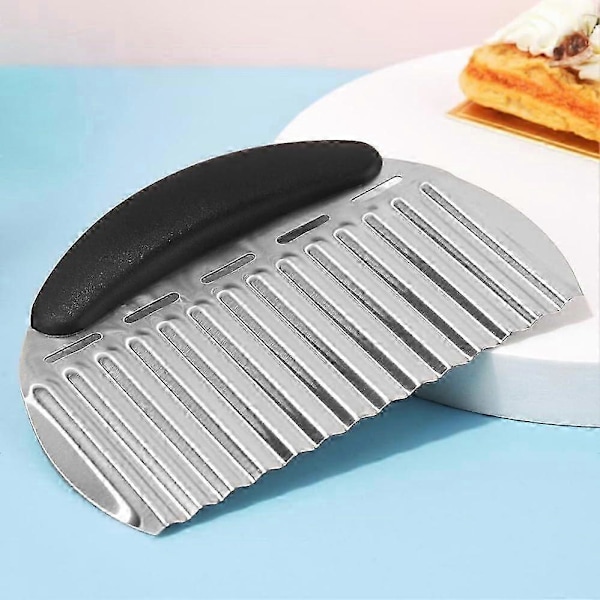 Kraftig Crinkle Cutter i Rustfritt Stål Bølgekutter Pommes Frites Kutter for Poteter Gulrot Chips og Frukt, Grønnsaker, Poteter, Løk
