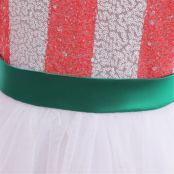 Jouluiset Lapset Tytöt Puff Sleeve A-linjainen mekko Iso rusetti Punainen Vihreä Mekko Joulu Prinsessa Mekot 2-3Y