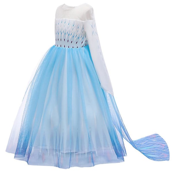 Frozen 2 Elsa Prinsessa Tylli Mekko Pitkähihainen Gradientti Puku Lapset Tytöt Halloween Joulu Cosplay Juhlaesitys Fancy Pue Light Blue 3-4 Years