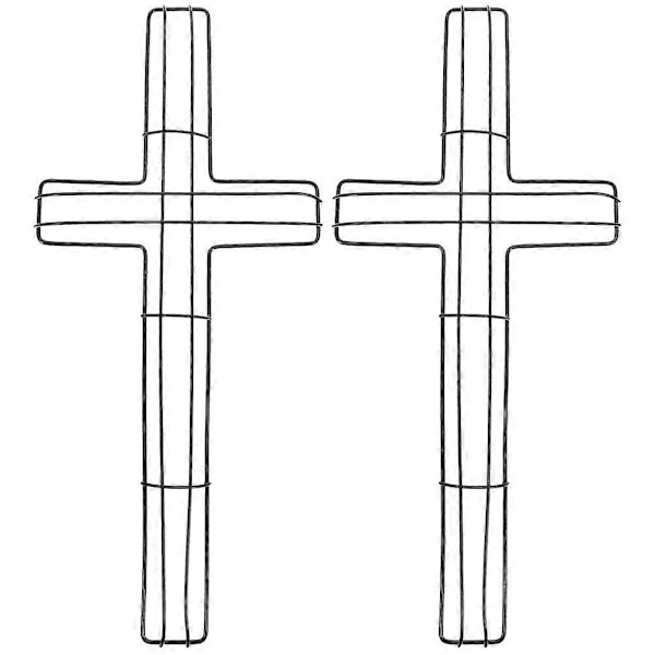 2 stk. Kransrammer i Kryssform, Metall, Blomsterkrans, Kryssformet Metalltråd, Kransform