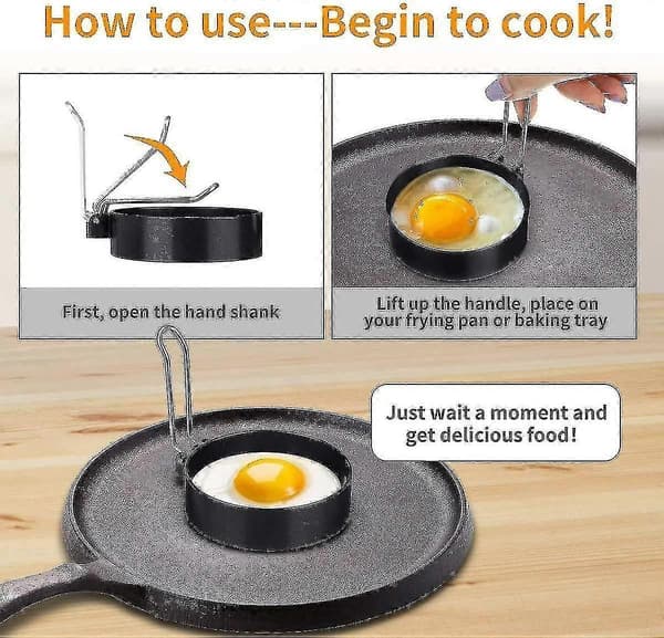 2-pakning Eggring, Non-stick Eggringer, posjerte Eggringer, Egg Stekeringer (10,2cm2,1cm)
