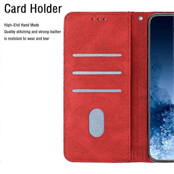Kompatibelt för Samsung Galaxy S23 Mandala Blomma Präglat PU Läder Ställ Fodral Magnetlås Telefonplånboksskydd Red
