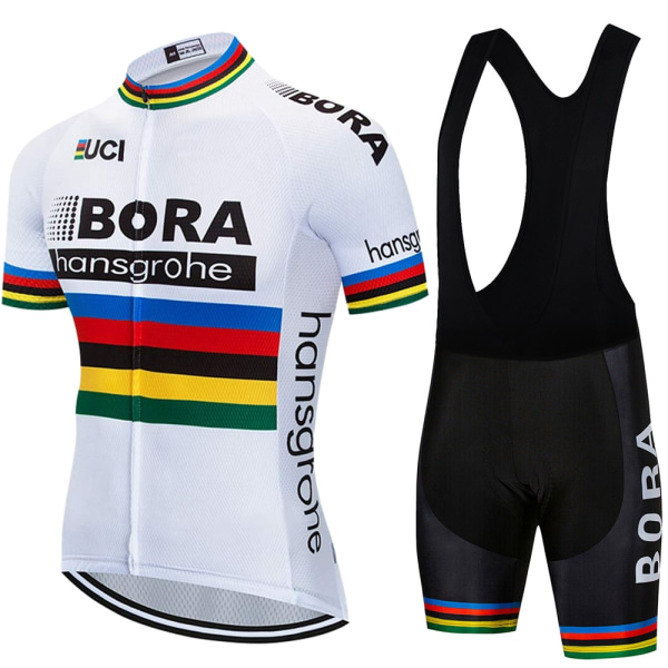 UCI BORA 2023 Miesten lyhythihaiset Jersey-setit Ropa Ciclismo Hombre Kesäpyöräilyvaatteet Triathlon Bib Shortsit Puku Pyöräilyasu Sky Blue Asian size - XXL