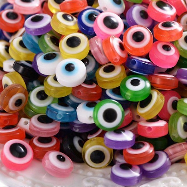 400 st Ögonpärlor Flerfärgade Resin Platt Runda Ögonpärlor DIY Lösa Pärlor Distanspärlor för Smyckestillverkning