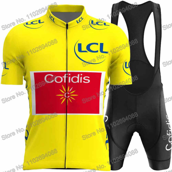 Cofidis Team 2023 Ranska TDF Pyöräilypaita Miesten Set Pyöräilyvaatteet Kesä Maantie Kilpapyöräilypaita Puku MTB Polkupyörän ruokalappu shortsit 14 XL