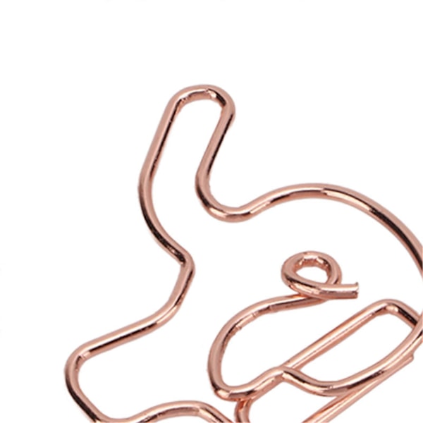 20 stk. Formede Papirclips Elefantformer Rosaguld Elektroplettering Proces Jern Kontorclips til Dokumentklassificering