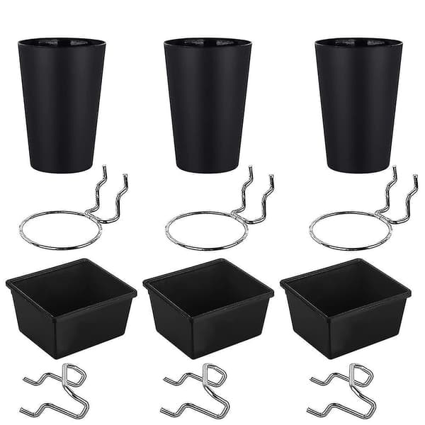 6 Set Pegboard Behållare Pegboard Koppar Med Krokar, Pegboard Krokar Sortiment, Krokar För Pegboard Kopp Ho