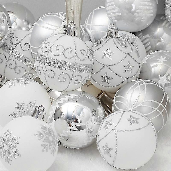 24 stk. Julekuler Multistil Knusesikker PVC Snøfnuggmønster Juletrepynt Festartikler
