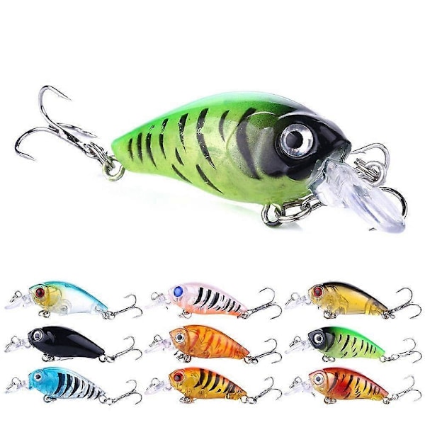 9 kpl Crankbait Viehe Koukku Jigging Syötti Kalastusviehe Minnow Vaaput