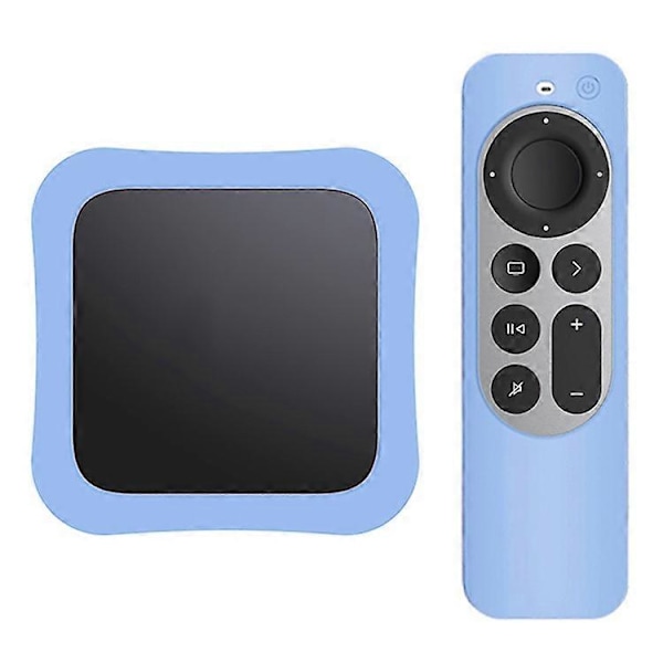 Digiboksi + Kaukosäätimen Silikoninen Pudotussuoja Sarja Yhteensopiva Apple TV 4K 2021:lle Blue