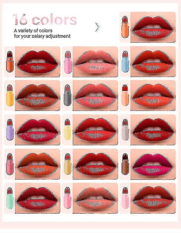 16 Farver Mini Kapsel Læbestift Sæt Mat Læbestift Sæt Mini Mat Læbestift Læbekapsler Glatte Langtidsholdbare Vandfaste Læbestifter Makeup Sæt