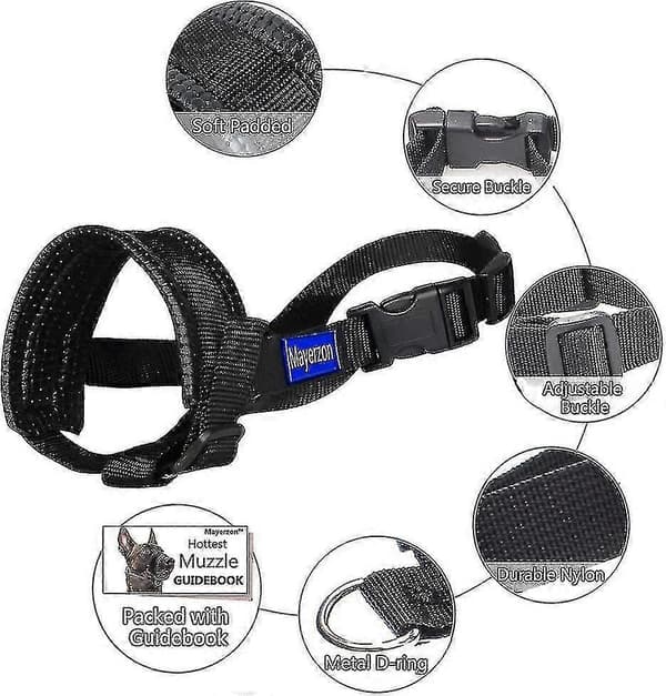 Hundekurv i nylon med blød polstring, justerbar løkke, sort
