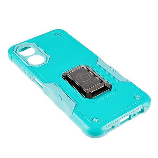 Kompatibelt Skal för Oppo A17 4G Anti-drop, PC + TPU Skyddsskal med Ringstativ LightGreen