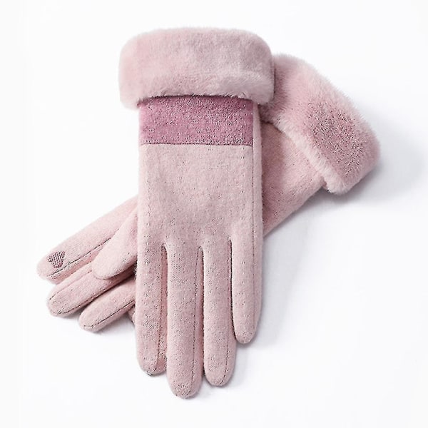 Vintervarma thermal med pekskärm med vindtäta fleecehandskar Skidåkning Xs-xxxl Pink M