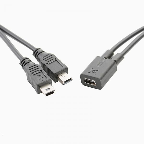 Mini USB 2.0 Hun Til Dobbelt 2 Han Splitter Y Forlænger Oplader Adapter Kabel FTU