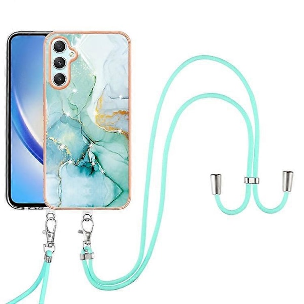 YB IMD Series-9 Kompatibelt Skal för Samsung Galaxy A25 5G Marmormönster Elektropläterat Mobilskal Green