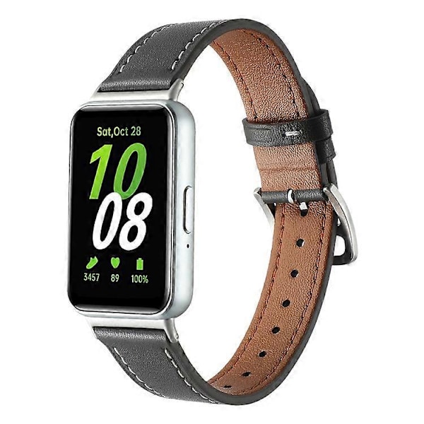 Kompatibel med Samsung Galaxy Fit3 Ægte Læder Urrem Udskiftning Black