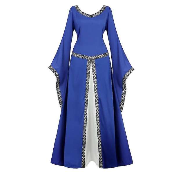 Snabb leverans Kvinnor Renaissance Medeltida långklänning Irländsk spetstrim Trumpetärmar över klänning viktoriansk retro fin klänning Halloween kostym