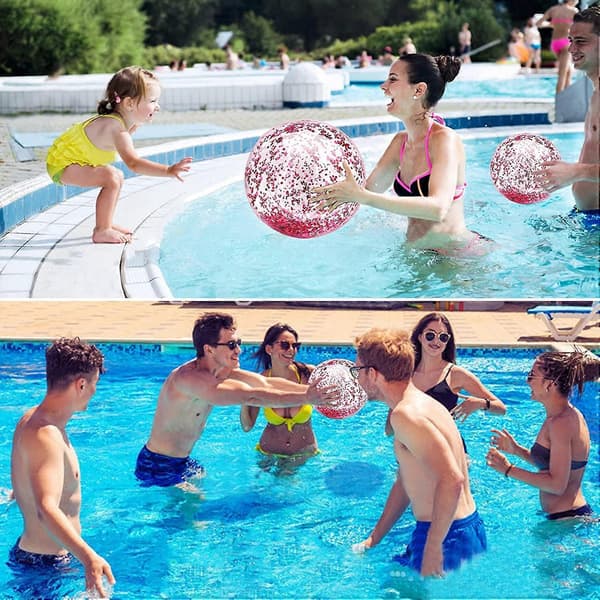 5-pack Strandbollar Jättepoolbollar Jätte Flash Uppblåsbara Strandbollar Pool Vatten Strandleksaker - Roséguld