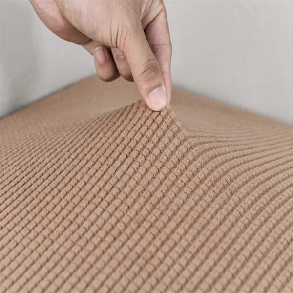 Soffdynöverdrag, soffsitsdynöverdrag, stretch, elastiska dynöverdrag, överdrag för soffsitsdyna, halkfritt tyg tartan (brun, rygg cu