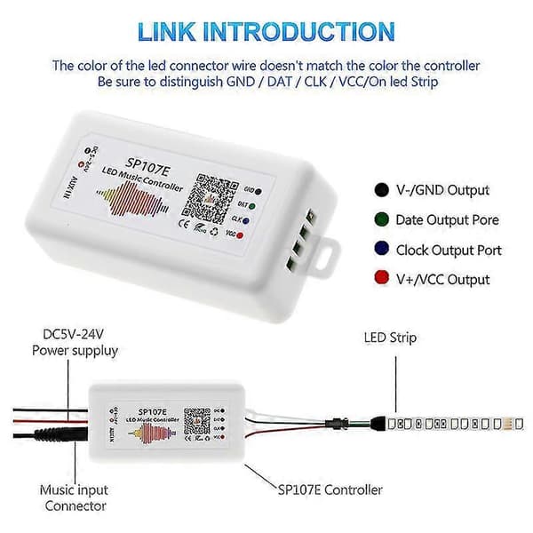SP107E LED-kontroller Bluetooth Smart APP WS2811/2812B Ljusremsa Dimning LED Musik Kontroller