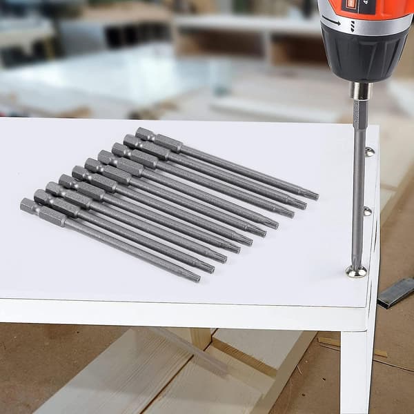 10 st 100 mm Längd 1/4 tum Hex T20 Torx Säkerhetsskruvmejsel, Silvergrå