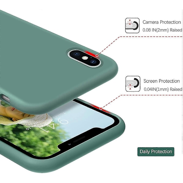 iPhone X Skal, iPhone Xs Skal, Flytande Silikon Mjuk Gel Gummi Slimmad Fodral Mikrofiber Tyg Foder Stötdämpande Fullständigt Skyddande Skal för iP