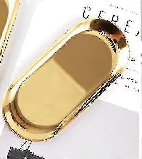 Guld Metal Opbevaringsbakke Luksus Guld Oval Bakke