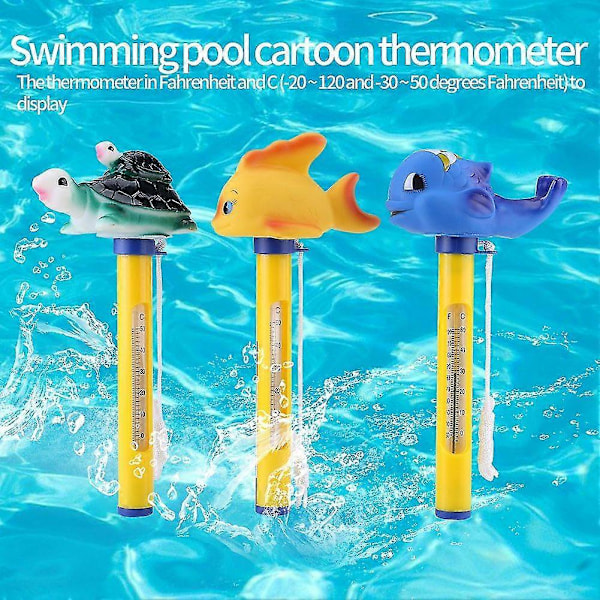 Flydende Pool Termometer, Indendørs og Udendørs Pool Termometer med Reb (Hval)