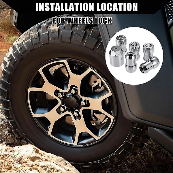 82215711 Pyöränlukko Lukittava Pyöränmutterisarja Avaimella Wrangler Jl 2018-2024 2020-2024