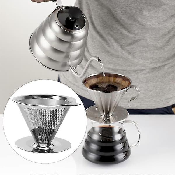 Gjenbrukbar Kaffefilterholder i Rustfritt Stål Hell Over Mesh Te-drypperkopp