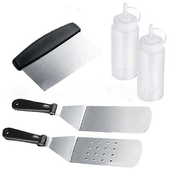 Grillspade i rustfritt stål BBQ Spatel Sausflaske Dispenser Kokeutstyr