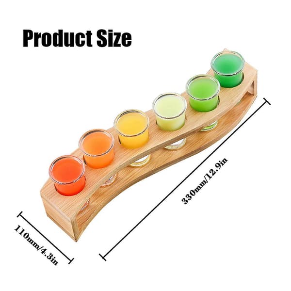 2X Snapsilasin pidikesarja - 1 unssi/30 ml snapsilasit bambu snapsilasin pidike, 6 kpl snapsilasit, per