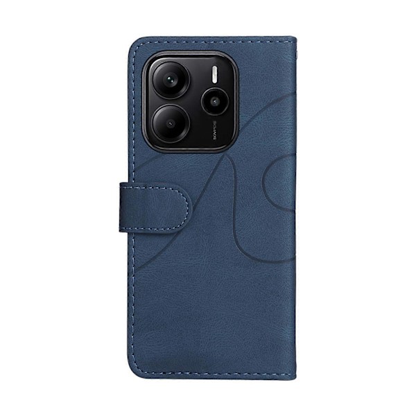 Yhteensopiva Xiaomi Redmi Note 14 4G (163.25x76.55x8.16mm) -puhelinmallille Nahkainen puhelinkotelo, jossa jalusta ja lompakko, kaksivärinen muotoilu Blue