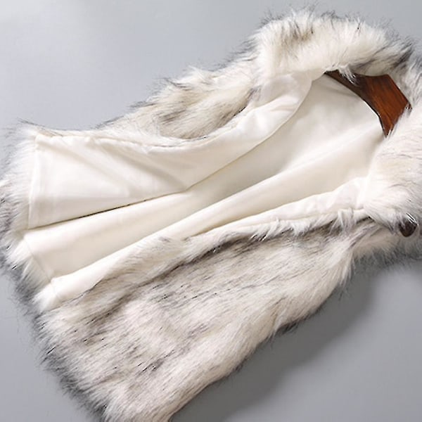 Dam Ullväst Faux Fur Väst Stativ krage Faux Fur Coat Väst Jacka Lbest Gift For Christmas XL