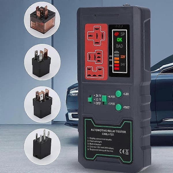 Relæ Tester Auto Bil Batteri Checker 4 Pin 5 Pin Universal LED Indikatorlys