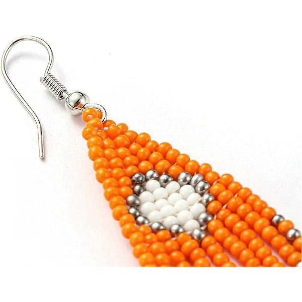 Heyone Lange Øredobber med Perler og Dusker   u2013 Store Bohemske Native Statement Perleheng Øredobber for Kvinner, Store Boho Statement Håndlagde Perleheng Fri