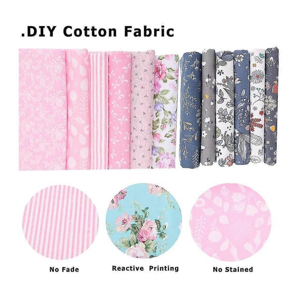 6 stk. Stofpakke Patchwork, Syning Patchwork Smukke Mønsterstoffer til DIY Scrapbooking (Pink)