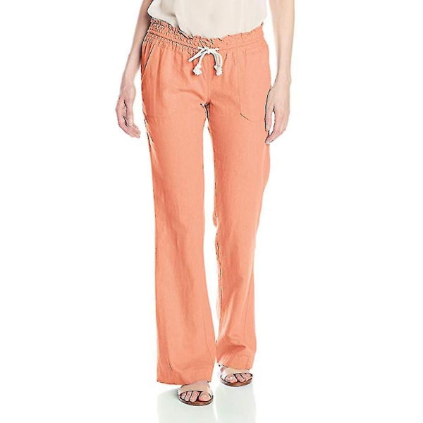 Dambyxor i bomullslinne Beach Pant orange XL