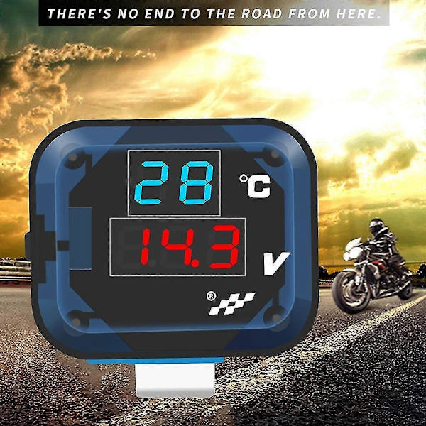 3 i 1 Temperatur Spenningstester Motorsykkel Styrefeste Termometer Voltmeter
