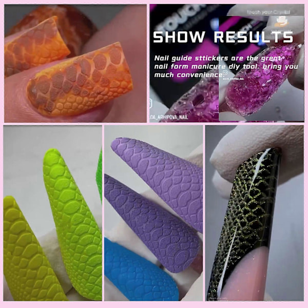 Nagelkonst silikon snabb carving mjuk film nagelkonst 3D silikon stickers 5 stilar 12 storlekar totalt 60 st