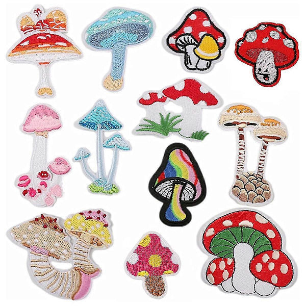 12 stk. Svampepatches Strygejern til Tøj Bukser Sko Gardiner, DIY Svampebroderi Patch Syning (haoyi)