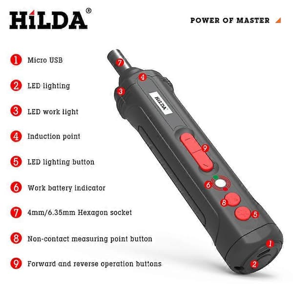 Trådløs elektrisk skrutrekker, 2000mAh