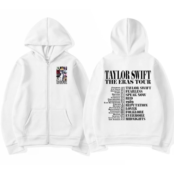 2023 Joululahja Taylor World The Eras Tour Vetoketjuhuppari Miesten Naiset white L