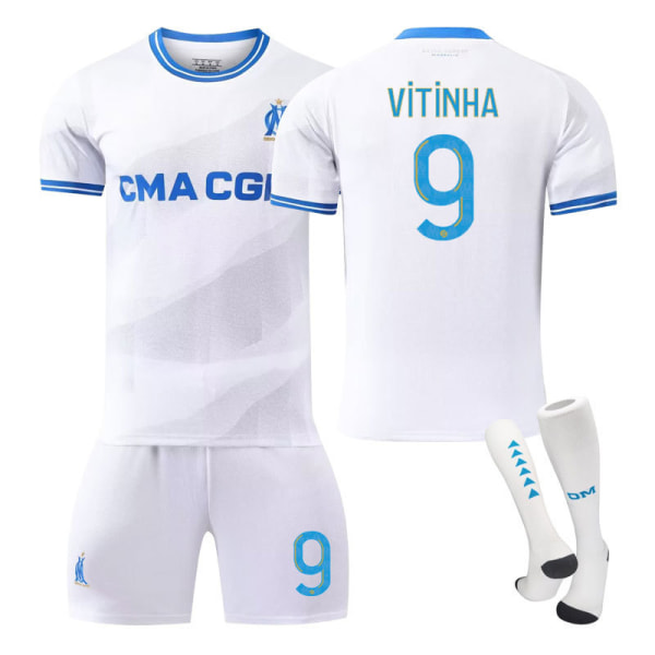 23-24 Marseille hem ny fotbollsuniform barns student träningsdräkt jersey sportkläder NO.9 VITINHA 16
