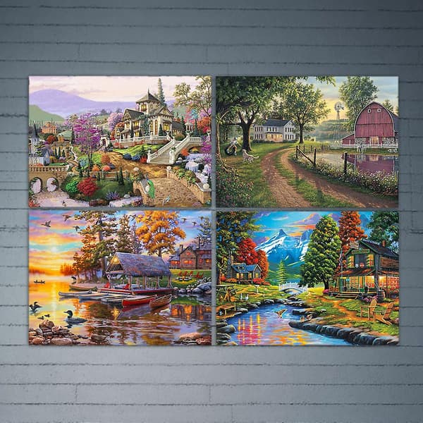 4-pack Landskap 5D DIY Diamantmålningskit Full Borr För Strassbroderi