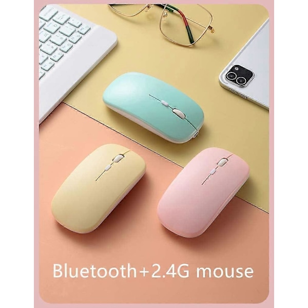 iPad 10. generasjon 2022 Tastaturdeksel med Mus Søte Runde Taster Avtakbart Bluetooth-tastatur Slankt Smart Deksel med Blyantholder (Mørk Rosa)