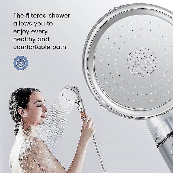 3 Modes Spa Filter Brusehoved Højtryk Vandbesparende Håndholdt Brusehoved Premium Badeværelse W